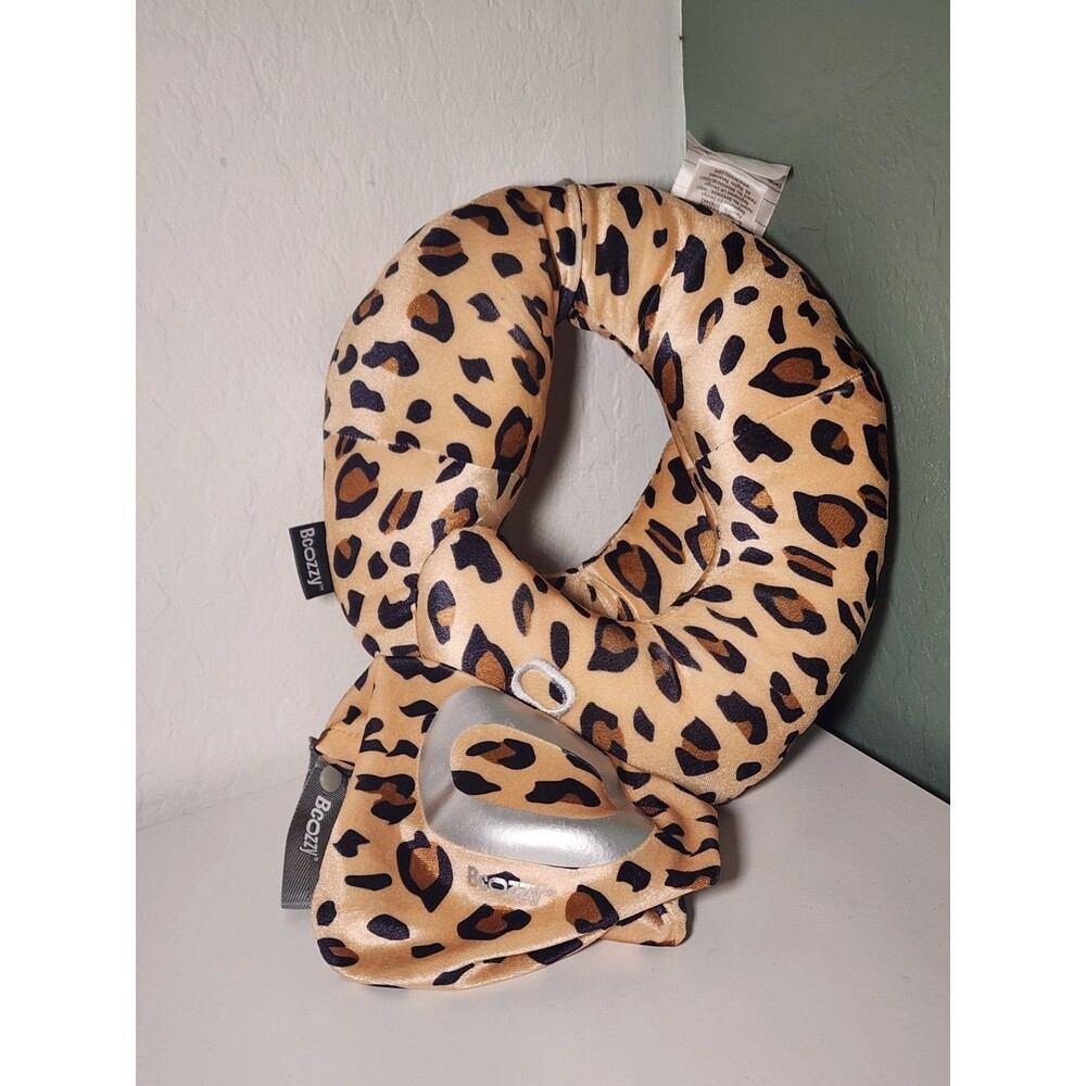 BCOZZY Travel Neck Pillow Large Leopard Print Head Chin Support New